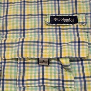 Columbia Plaid Short-Sleeve Shirt - Blue, Yellow, Green